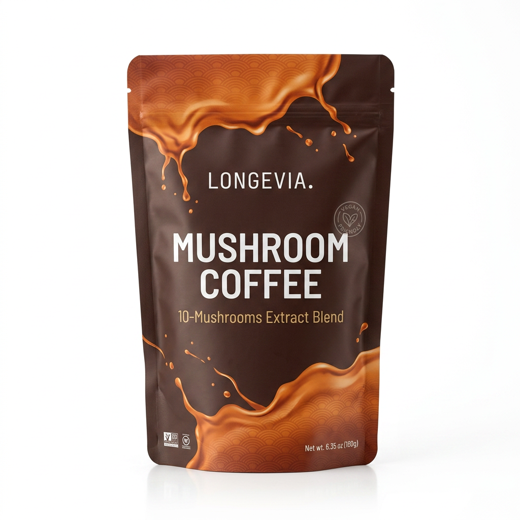Mushroom Coffee With 10 Adaptogenic Mushrooms And MCT Oil USA Grown Instant CoffeeTurkey Tail Shiitake (Copy) LONGEVIA.