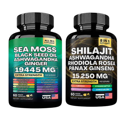 Seamoss Black Seed Oil Ashwagandha Ginger LONGEVIA.