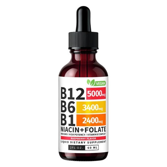 Vitamin B12 B6 B1 Liquid Drops Vegan Daily Energy Support No Pills LONGEVIA.
