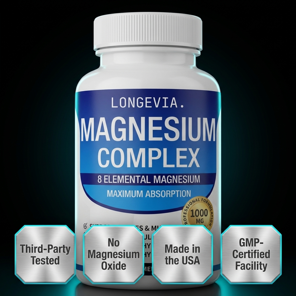 Chelated Magnesium Complex 400mg 8 Forms Including Glycinate & L Threonate Non GMO Made in USA 60 Capsules
