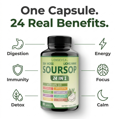 Sea Moss Soursop Capsules 24-in-1 LONGEVIA.